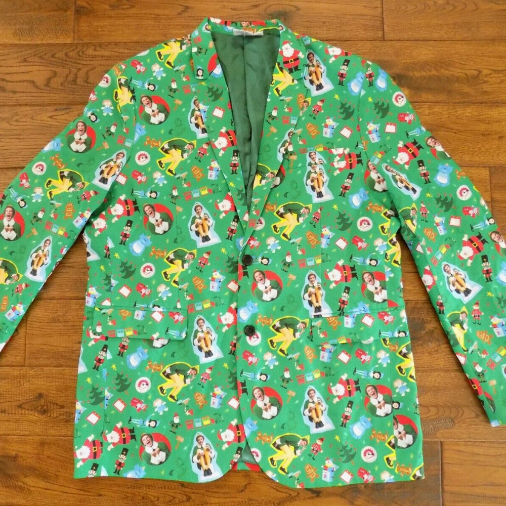 Mens Elf Movie Ugly Christmas Blazer Suit Jacket